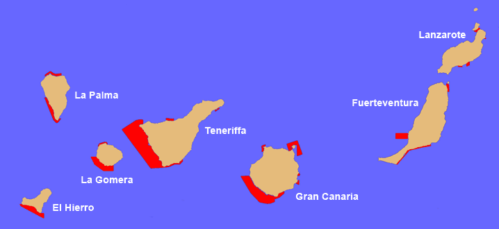 Karte ber die Meeresschutzgebiete (LIC) der Kanarischen Inseln